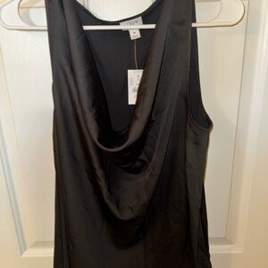 J. Crew Black Satin Sleeveless Cowlneck Blouse